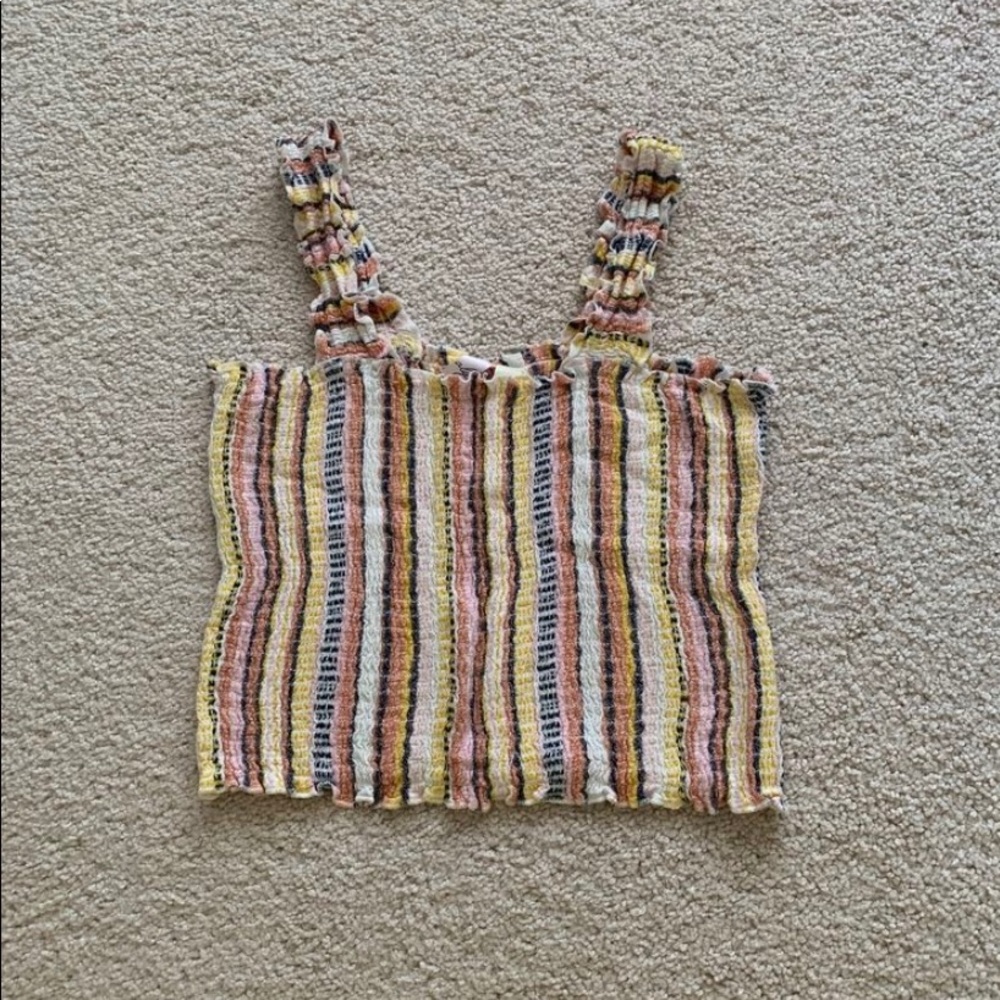 Francesca’s striped smocked crop tank